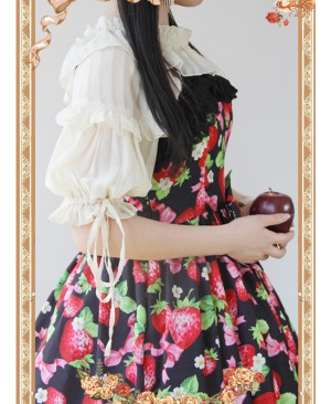 Apricot Color Lovely Puff Sleeve Lolita Super Short Top