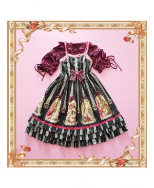 Wine Red Lovely Puff Sleeve Lolita Super Short Top