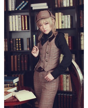 Detective Style Beck Street Dense Fog Series Khaki Lolita Vest