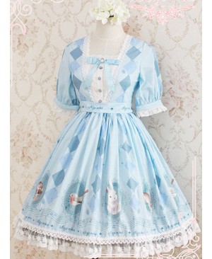 Blue Light Sweet Series Lovely Print Dress
