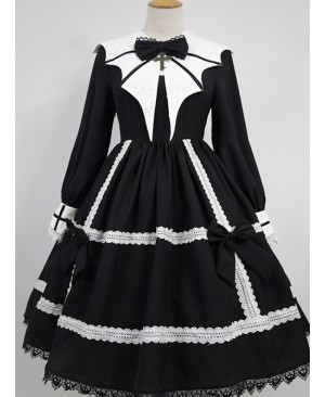 Devil's Wing Black Long Sleeve Gothic Lolita Dress