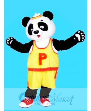 Yellow T shirt Panda Mascot Costume