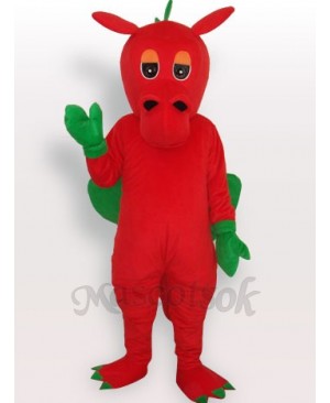 Red Dinosaur Short Plush Adult Mascot Costume