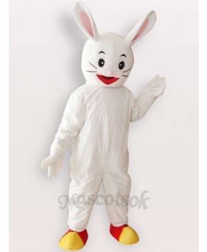 White Easter Bunny Rabbit Short Plush Adult Mascot Costume