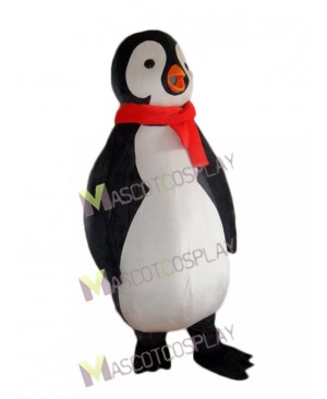 New Penguin with Red Scarf Mascot Costume