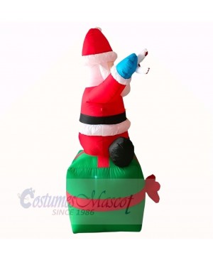 6ft Christmas Inflatable Santa Claus Sitting On Gift Box Outdoor Indoor Holiday Decoration Yard Lawn Home Outside Art Decor