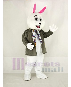 Easter Bunny Rabbit with Grey Coat Mascot Costume Animal