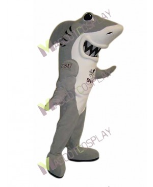 Grey and White Shark Mascot Costume