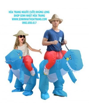 Adult/Kids Blue Inflatable Dinosaur Costume Dino Rider T-Rex Cosplay