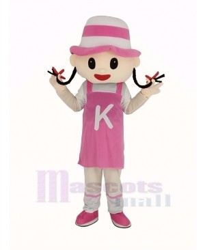 Pink Hat Girl Mascot Costume People