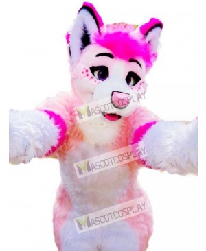 Pink Husky Dog Adult Mascot Costume Animal