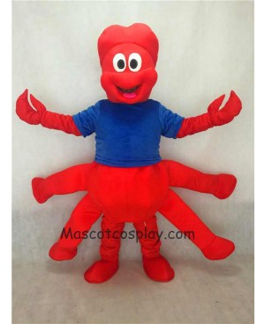 Hot Sale Adorable Realistic New Strange Red Claw Mascot Adult Costume with Blue Vest