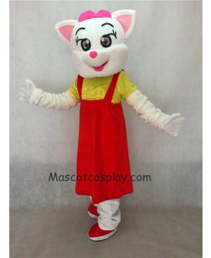 Hot Sale Adorable Realistic New Red Female Cat with Red Dress Adult Mascot Costume