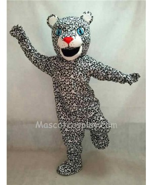 Hot Sale Adorable Realistic New White Leopard Cub Mascot Costume with Blue Eyes