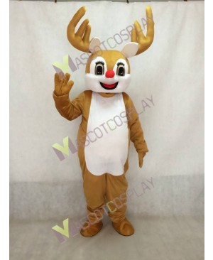 Bambi Deer with Red Nose Mascot Costume