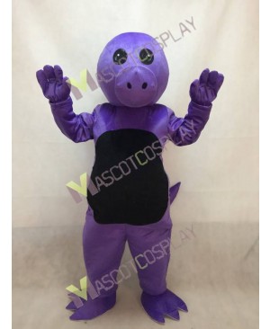 Purple Dinosaur Mascot Costume with Black Belly