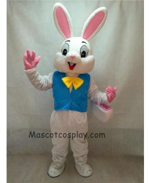 High Quality Easter Bunny Mascot Costume Rabbit Hare Fancy Dress Cartoon Suit in Blue Vest