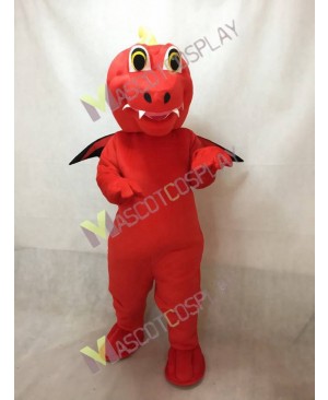 Custom Color Red Dragon Mascot Costume with Black Wings