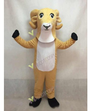 High Quality White Ram Mascot Costume with Yellow Belly