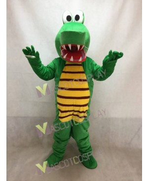 Open Mouth Green Crocodile Adult Mascot Costume