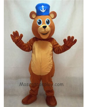 High Quality Adult Happy Valentine's Day Bear with Blue Hat Mascot Costume