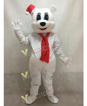 White Bear with Red Santa Hat Mascot Costume