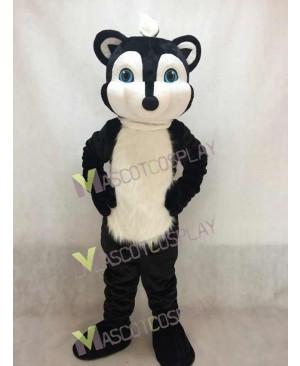 Hot Sale Adorable Realistic New Black Skunky Skunk Mascot Costume with Blue Eyes