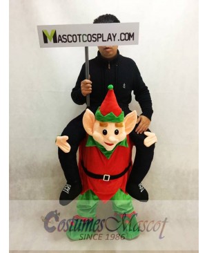 Carry Me Piggy Back Ride On Red and Green Novelty Elf Mascot Costume