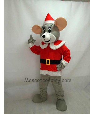 Cute Noel Mouse with Santa Coat & Hat Christmas Mascot Costume