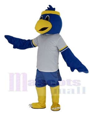 Cute Blue Falcon with White T-shirt Mascot Costume Animal