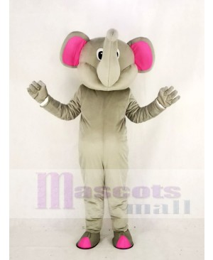 Realistic Gray Elephant with Pink Ears Mascot Costume Animal