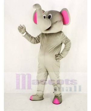 Realistic Gray Elephant with Pink Ears Mascot Costume Animal
