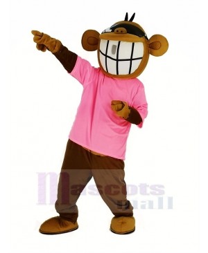 Cool Funny Monkey with Pink T-shirt Mascot Costume Animal