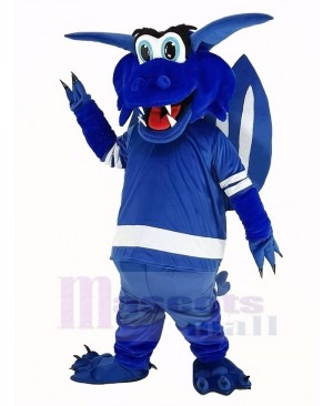 Happy Blue Dragon with Wings Mascot Costume Animal