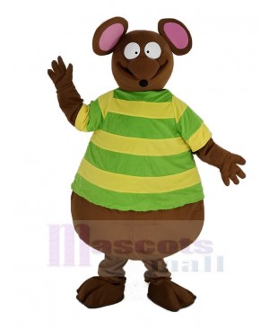 Brown Mouse with Green T-shirt Mascot Costume