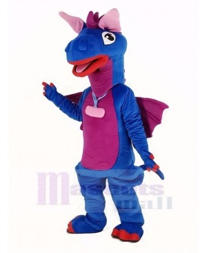 Blue Dragon with Purple Wings Mascot Costume Animal
