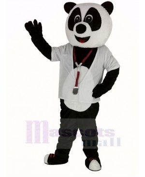 Doctor Panda with White Shirt Mascot Costume
