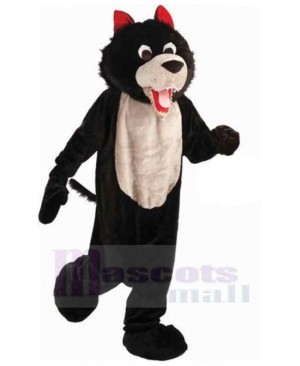 Funny Black Wolf Mascot Costume Animal with Red Ears