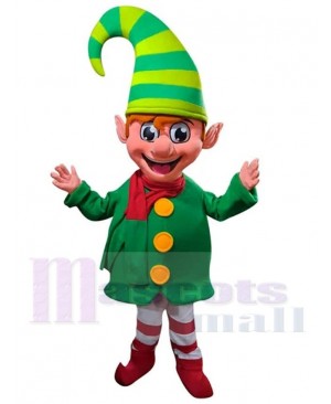Smiling Christmas Boy Elf Mascot Costume Cartoon