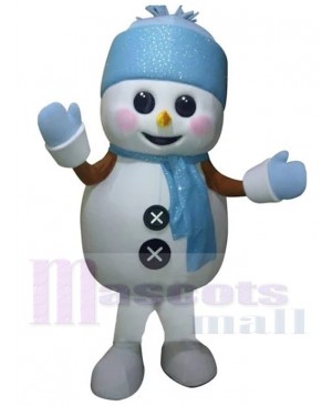 Christmas Snowman Mascot Costume with Blue Hat