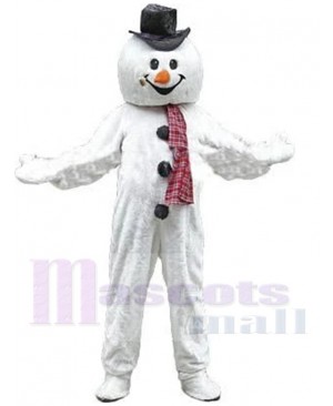 Funny Christmas Snowman Mascot Costume Cartoon with Black Hat