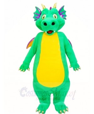 Green Dragon with Yellow Belly Mascot Costumes
