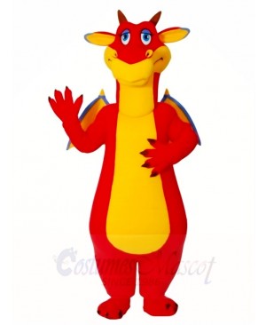 Red Dragon with Blue Wings Mascot Costumes 