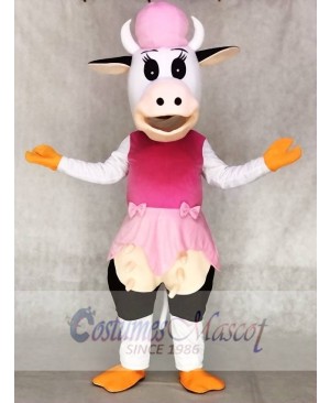 Cow in Pink Dress Mascot Costumes Animal