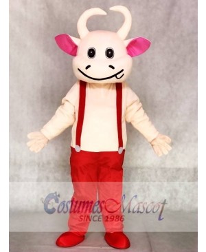 Red Overalls Cow Mascot Adult Costumes Animal