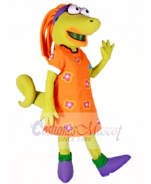 Lizard with Orange Dress Mascot Costumes Animal