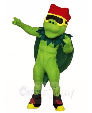 Sea Turtle Tortoise Mascot Costumes with Red Hat Ocean