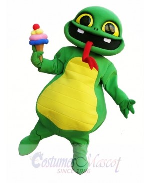 Snake Holding An Ice Cream Mascot Costume Green Snake Mascot Costumes