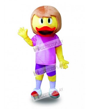 Purple Suit Yellow Duck Mascot Costume