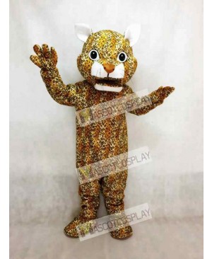 Leaping Leopard Mascot Costume with a Brown Nose